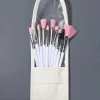 Набор кистей для макияжа COLOR POWER pink, 10 шт., в чехле, белый
