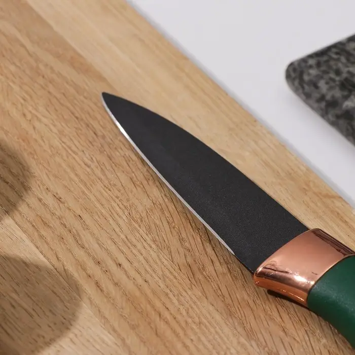 Нож для овощей Доляна «Эсмиральда», овощной, лезвие 8,5 см, цвет зелёный