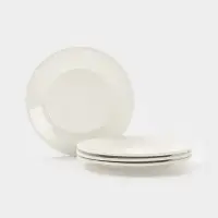 Тарелки десертные Доляна White Label, набор 4 шт., d=15 см, утолщенный край, фарфор, белые