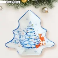 Блюдо сервировочное ёлочка "Новый Год в лесу" 17,7х18,5х3,5 см