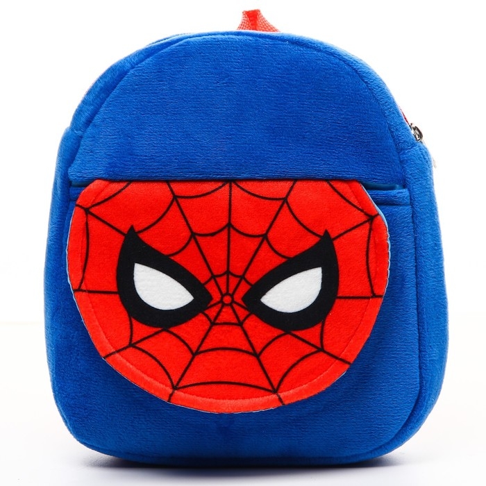 Рюкзак для мальчика плюшевый, на молнии, с карманом, 19 х 22 см "Спайдер-мен", Человек-паук