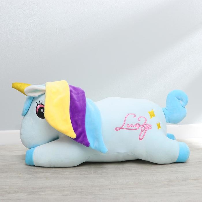 Мягкая игрушка «Единорог», с пледом, цвет голубой Мягкая игрушка «Единорог», с пледом, цвет голубой