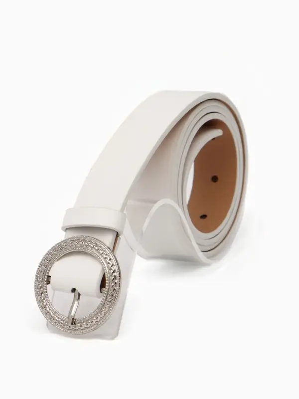 Ремень женский, 1 прокол, 3.5&times;110 см, без винта, белый