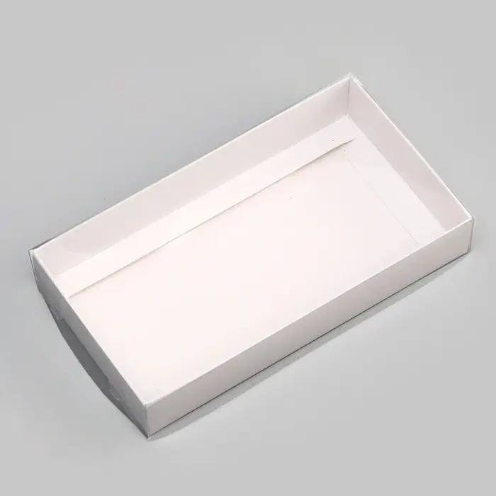 Кондитерская упаковка, белая с PVC крышкой, 18×10×3 см Кондитерская упаковка, белая с PVC крышкой, 18×10×3 см