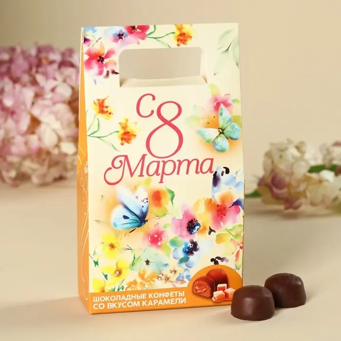 Конфеты шоколадные &laquo;С 8 марта&raquo;, вкус: карамель, 120 г.