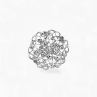 Кольцо для платка &laquo;Цветы Ажур&raquo;, белое в серебре