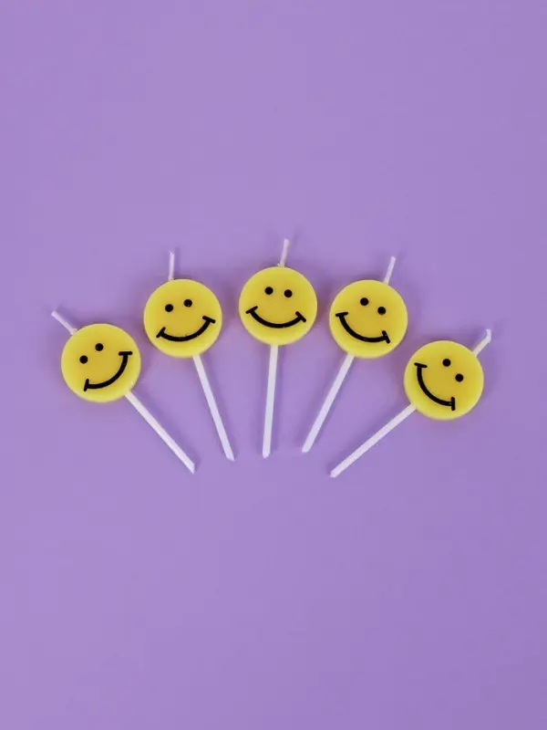 Свечи для торта &laquo;Смайл&raquo;, 5 шт., желтые