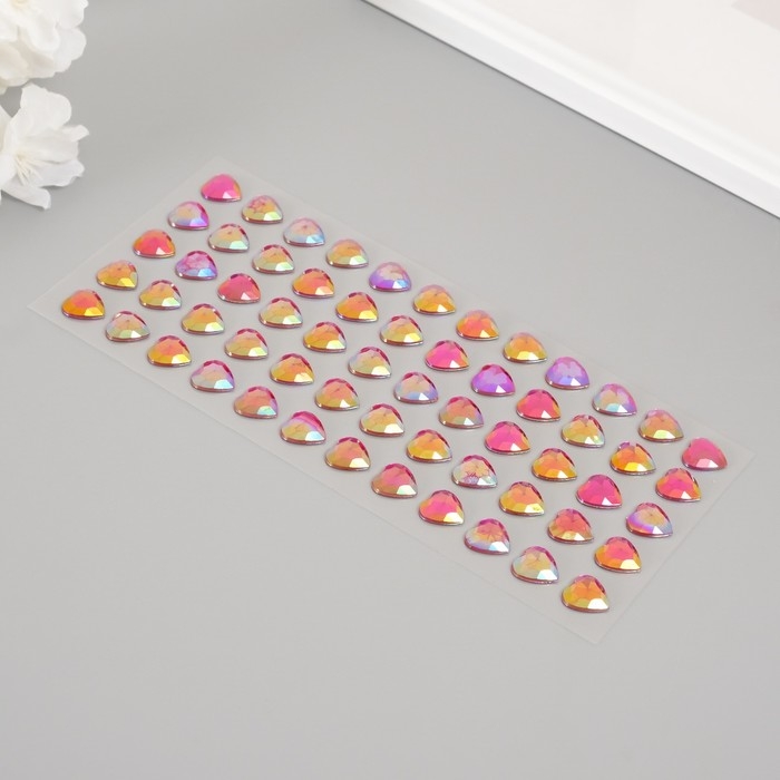 Наклейка пластик стразы Наклейка пластик стразы "Сердце" малиновый перламутр 18х8 см