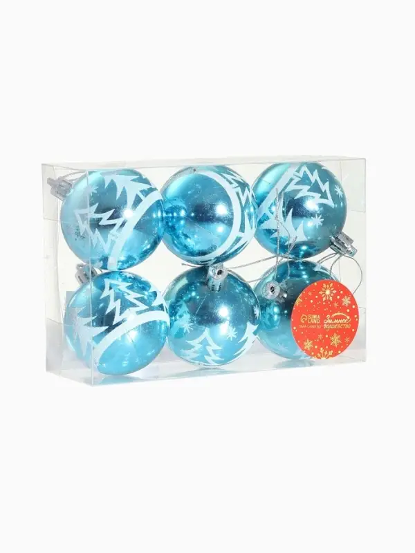 Ёлочные игрушки &laquo;Ёлочки в лесу&raquo;, шары новогодние, набор d=6 см, 6 шт.