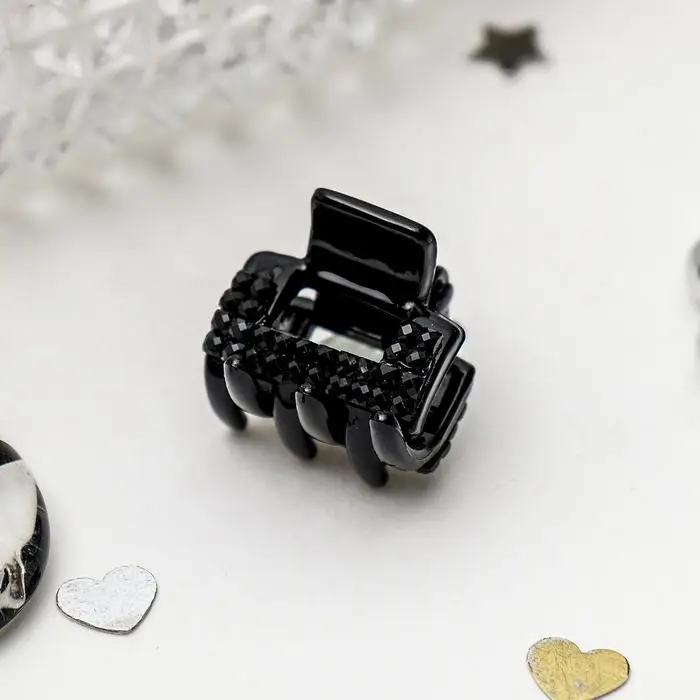 Крабик для волос «Чёрная крошка», прямоугольник край, 2 см Крабик для волос «Чёрная крошка», прямоугольник край, 2 см