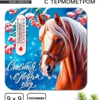 Магнит с термометром «Счасть в Новом году», 9 х 9 см