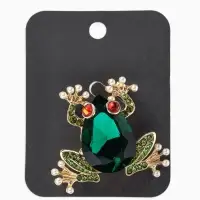 Брошь &laquo;Болотная лягушка&raquo;, гранёная, зелёная в золоте