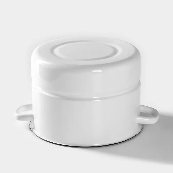 Мантоварка - позница, 7.5 л, 2 вставки, эмалированная, цилиндрическая, белая