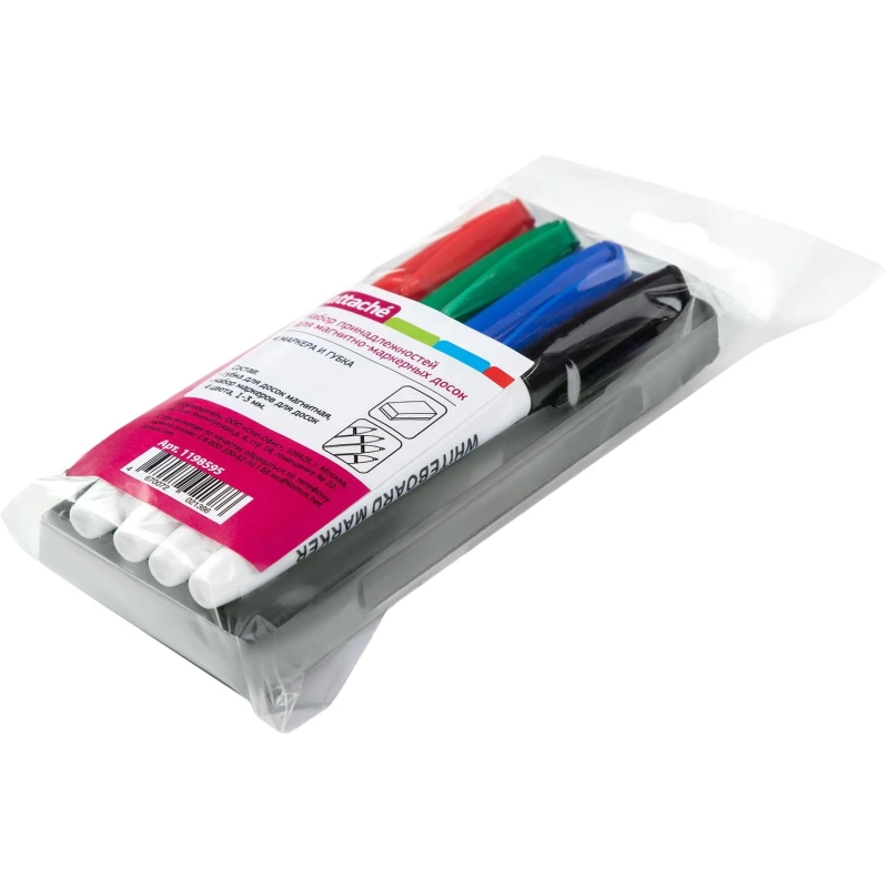 Набор принадлежностей для магнитно-маркерных досок Attache(губка,4 маркера)