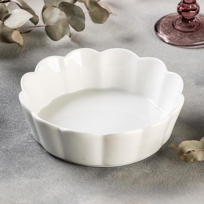 Блюдо фарфоровое для запекания Magistro «Флора», d=18 см, цвет белый Блюдо фарфоровое для запекания Magistro «Флора», d=18 см, цвет белый