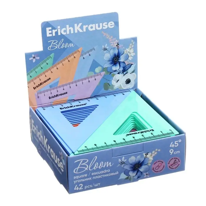 Треугольник 9 см ErichKrause Треугольник 9 см ErichKrause "Pastel Bloom", 45°, микс