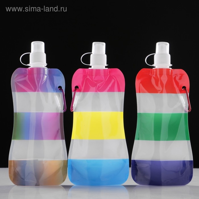 Фляжка для воды, 450 мл,  Фляжка для воды, 450 мл, "Радуга", 26 х 12 см, микс