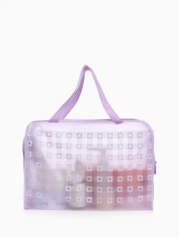 Косметичка - сумка на молнии, с ручками, для бассейна, с рисунком, фиолетовая