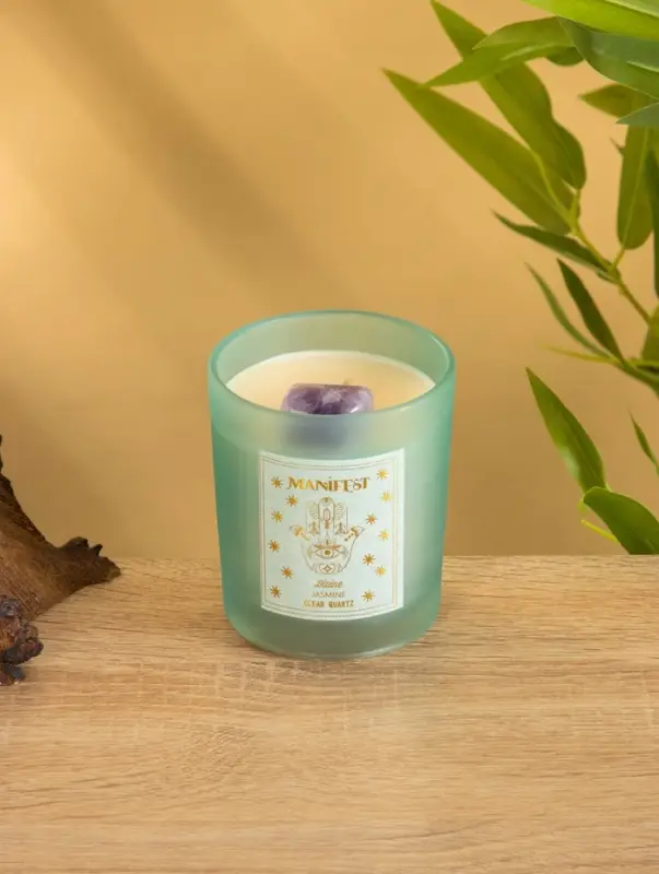 Свеча в стекле с камнем Manifest жасмин 200 гр соевый воск Свеча в стекле с камнем Manifest жасмин 200 гр соевый воск