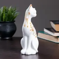Фигура керамика &laquo;Кошка ушастая&raquo;, 7&times;8&times;20 см, белая
