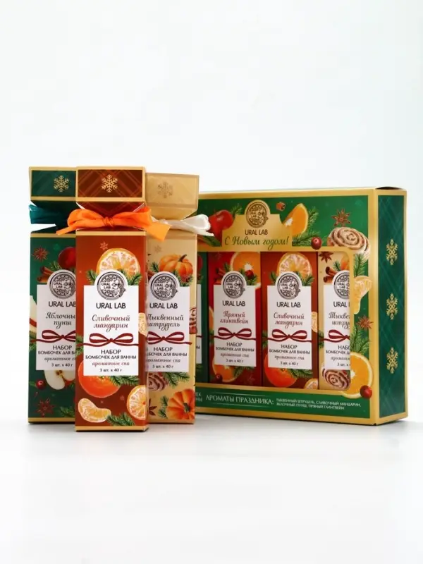 URAL LAB Арома Саунд Набор бомбочек в подарочной упаковке URAL LAB Арома Саунд Набор бомбочек в подарочной упаковке "Ароматы праздника", 12 шт
