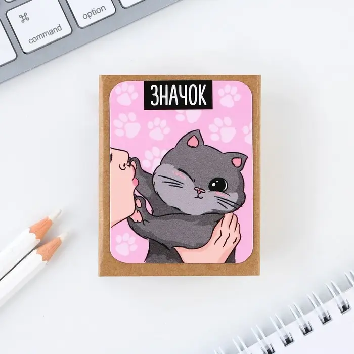 Значок деревянный &laquo;Котик&raquo;, 3.2&times;4 см