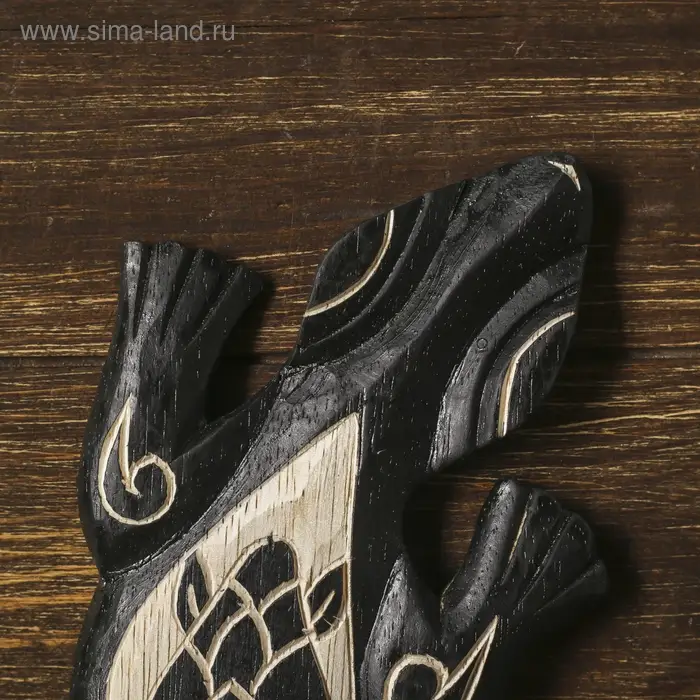 Панно настенное дерево  Панно настенное дерево "Геккон черный с черепашкой" 1х11х30 см