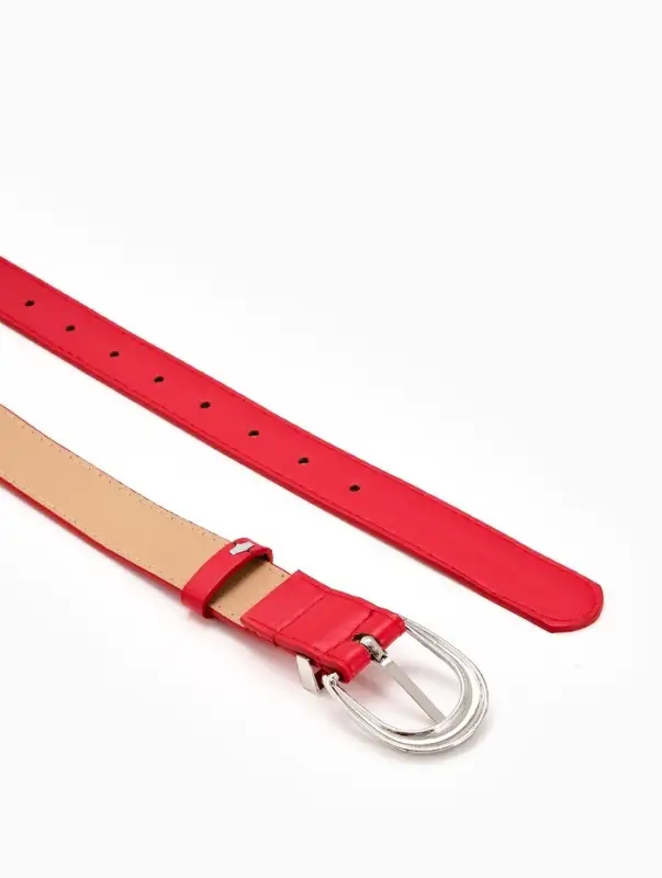 Ремень женский &laquo;Кэлли&raquo;, 110&times;3 см, пряжка металл, серебристая, красный