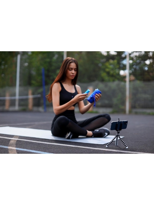 Штатив-тренога LuazON настольный, для телефона, гибкие ножки, высота 12 см, чёрно-белый