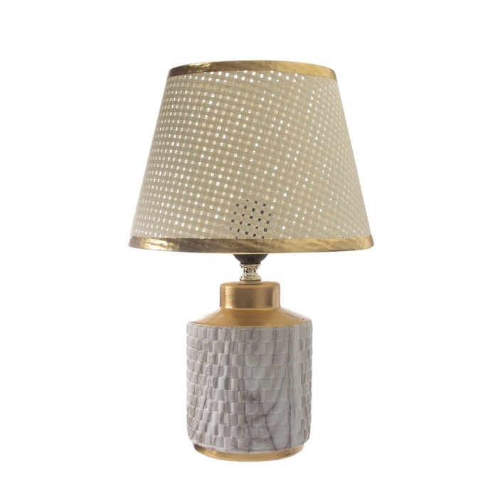 Лампа настольная Лампа настольная "Мрамор" 1х40Вт Е27 белый/золото 22,5х22,5х35см