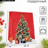Пакет подарочный новогодний ламинированный, &laquo;Подарки в новогоднюю ночь&raquo; 26&times;12&times;32 см