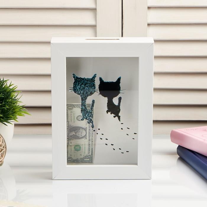 Копилка интерьерная пластик "Кошки и следы" 17х12х3,8 см