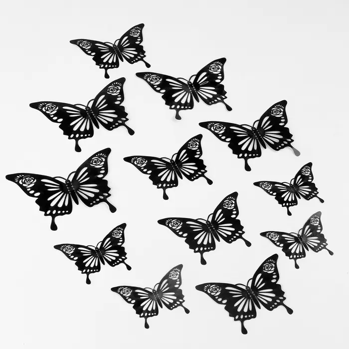 Наклейки - топперы «Бабочки» 3D для декора и украшения дома, 12 шт. Наклейки - топперы «Бабочки» 3D для декора и украшения дома, 12 шт.