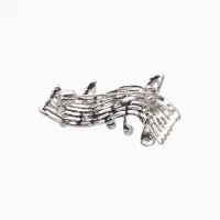 Брошь &laquo;Ноты&raquo; мелодия, белая в серебре