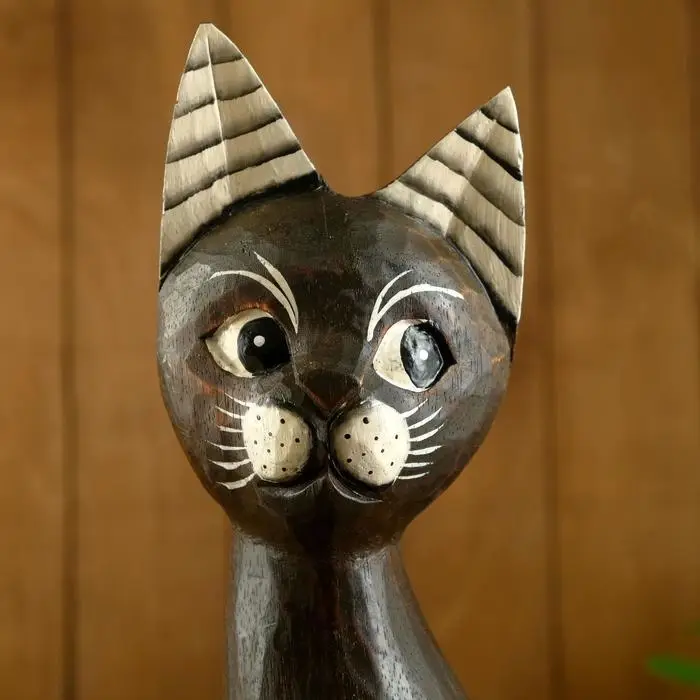 Сувенир дерево "Кот белые цветы на лапках" 60 см