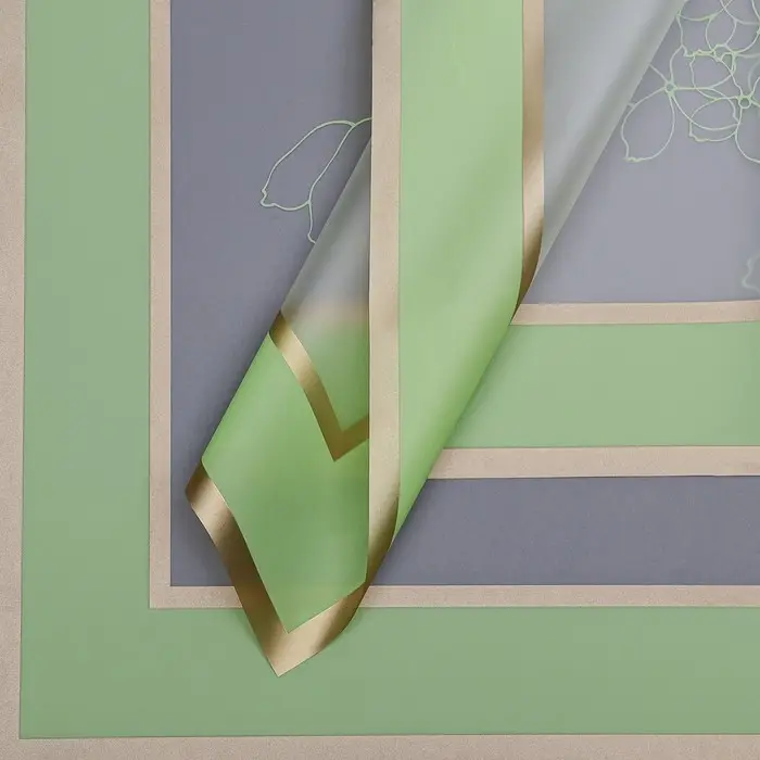 Пленка для цветов матовая, «Цветы с каймой», 58×58 см, зелёный Пленка для цветов матовая, «Цветы с каймой», 58×58 см, зелёный