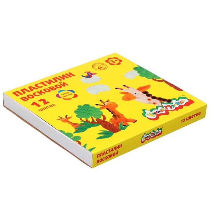 Пластилин мягкий (восковой) 12 цветов 180 г «Каляка-Маляка», со стеком Пластилин мягкий (восковой) 12 цветов 180 г «Каляка-Маляка», со стеком