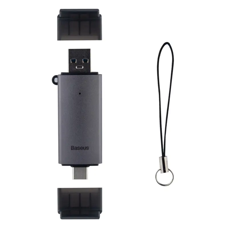 Картридер Lite Series adapter SD/TF на Type-C и USB Baseus gray WKQX060113