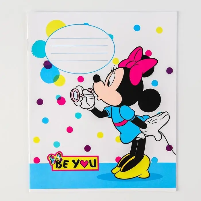 Тетрадь в линейку 12 листов, 5 видов МИКС, обложка мелованная бумага, &laquo;Минни Маус&raquo;