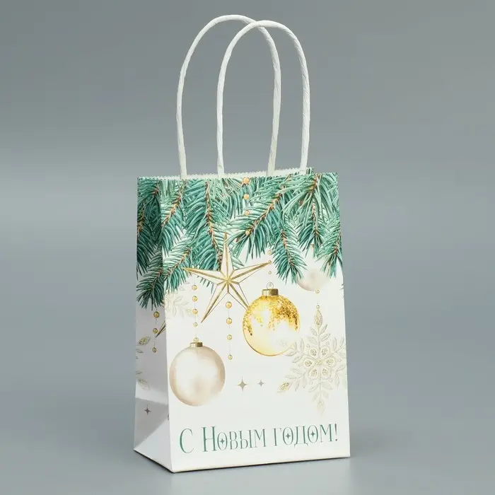Пакет подарочный новогодний крафтовый «Роскошь Нового года», 15 х 10 х 6 см Пакет подарочный новогодний крафтовый «Роскошь Нового года», 15 х 10 х 6 см