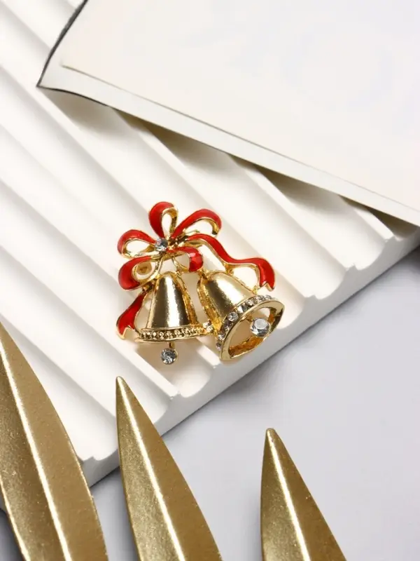 Брошь &laquo;Колокольчик с лентой&raquo;, красная в золоте