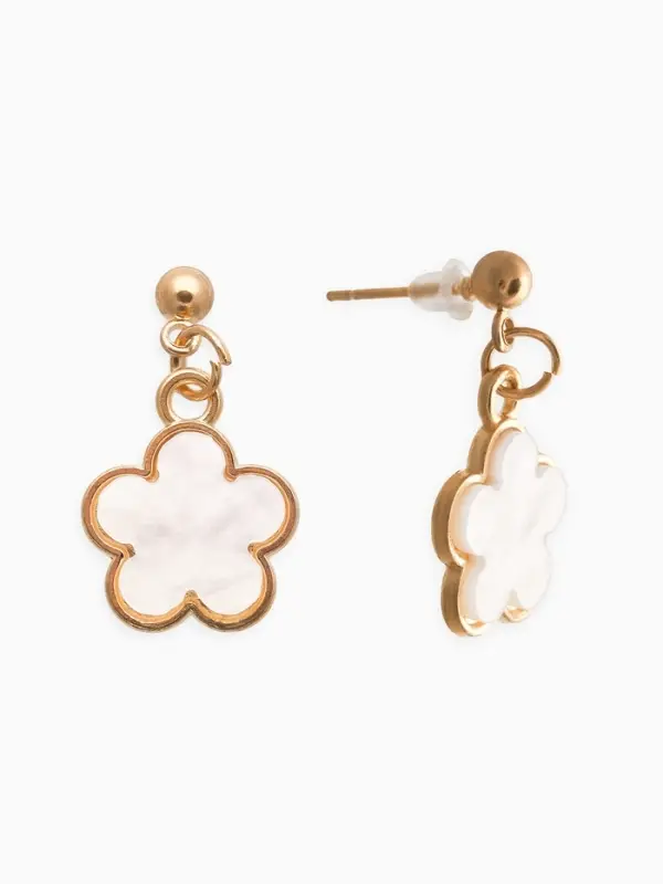 Набор 2 пред-та: серьги,кулон "Цветочки", цвет белый в золоте 44+удл.