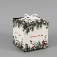 Коробка складная, подарочная новогодняя &laquo;Еловая веточка&raquo; 14&times;14&times;14 см