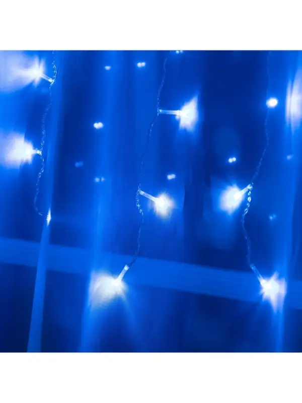Гирлянда &laquo;Занавес&raquo; 1.5&times;1 м, IP20, прозрачная нить, 180 LED, свечение синее, 8 режимов, 220 В
