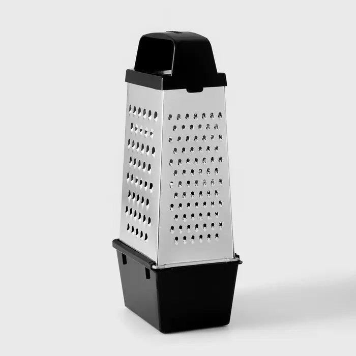 Тёрка с контейнером КВАРЦ &laquo;Комфорт&raquo;, 4 грани, 450 мл, 11&times;8.5&times;27 см, металл, МИКС