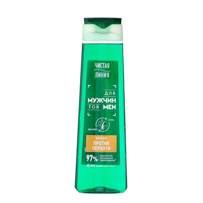 Шампунь для мужчин против перхоти ЧИСТАЯ ЛИНИЯ с эвкалиптом и углем, 400 мл Шампунь для мужчин против перхоти ЧИСТАЯ ЛИНИЯ с эвкалиптом и углем, 400 мл