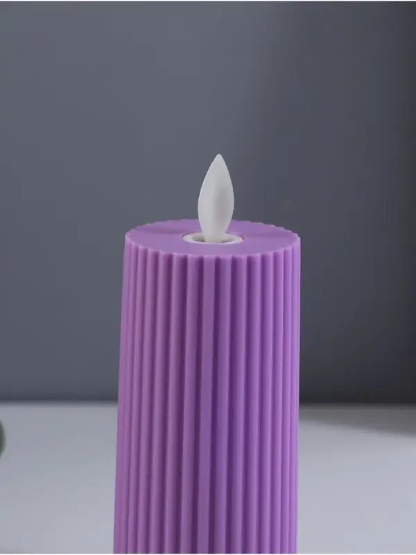 Светодиодная свеча, ночник LED RISALUX &laquo;Уют&raquo;, 3&times;AG13, сиреневый, 5&times;5&times;11 см