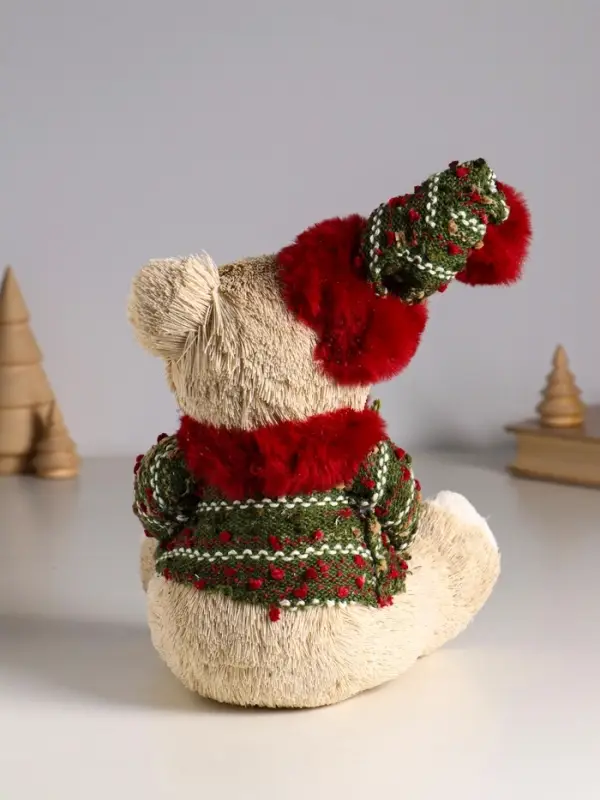 Декор  Декор "Медведь в свитере и колпаке, с еловой веткой" 16х15х27 см