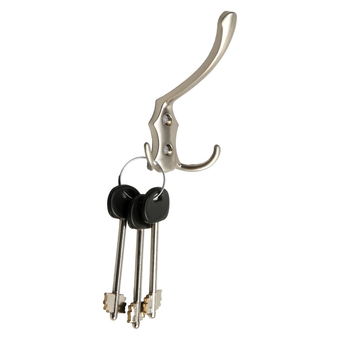 Крючок мебельный ТУНДРА TKT004, трехрожковый, матовый никель Крючок мебельный ТУНДРА TKT004, трехрожковый, матовый никель