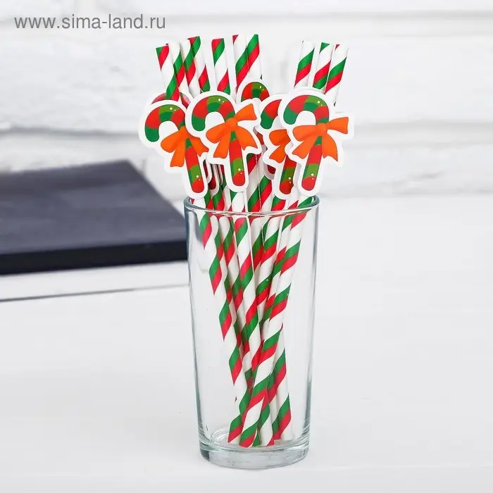 Трубочки для коктелей одноразовые «Карамель», набор 10 шт.